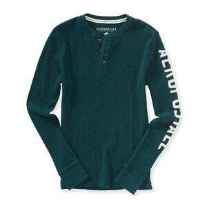 AEROPOSTALE  Long Sleeve Henley Thermal T-shirt Mens XS YOUTH Large